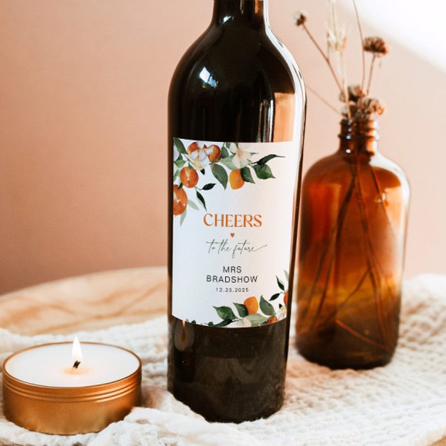 Étiquette Pour Bouteilles De Vin Douche principale à thème agrumes serré (Créateur téléchargé)