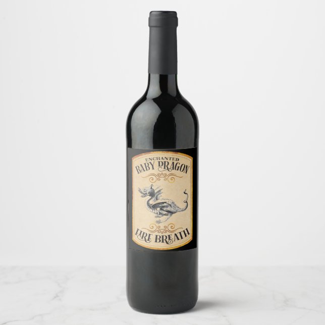 Étiquette Pour Bouteilles De Vin Dragon de bébé d'Halloween-Apothecary (Devant)