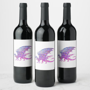 Étiquette Pour Bouteilles De Vin Dragon de mosaïque Extraordinaire