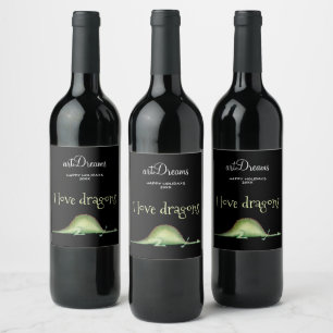Étiquette Pour Bouteilles De Vin Dragon étendu sur le sol