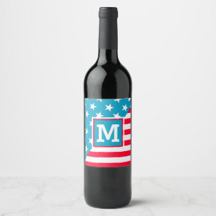 Étiquette Pour Bouteilles De Vin Drapeau américain