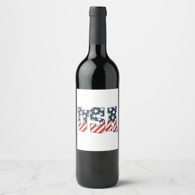 Étiquette Pour Bouteilles De Vin Drapeau américain (Devant)