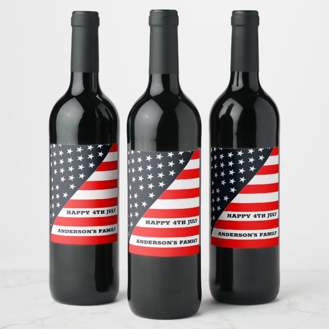 Étiquette Pour Bouteilles De Vin Drapeau Américain Étoiles Et Bandes (Bouteilles)