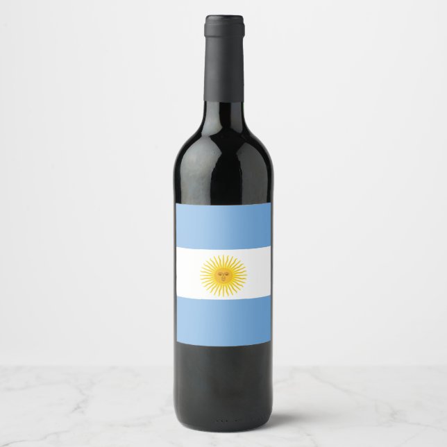Étiquette Pour Bouteilles De Vin Drapeau Argentine (Devant)