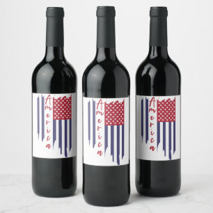 Étiquette Pour Bouteilles De Vin Drapeau artistique américain vertical