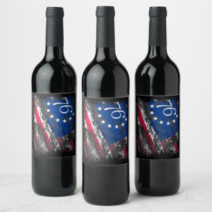 Étiquette Pour Bouteilles De Vin Drapeau Betsy Ross 1776 4 juillet patriotique