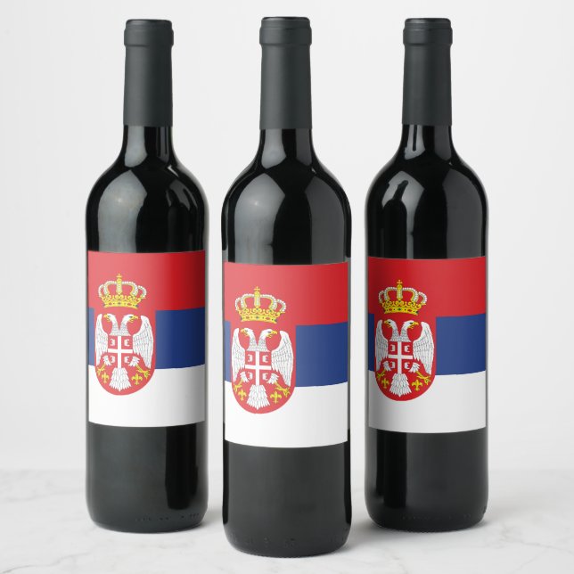 Étiquette Pour Bouteilles De Vin drapeau de la Serbie (Bouteilles)