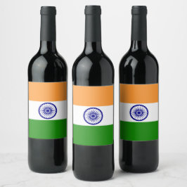 Étiquette Pour Bouteilles De Vin Drapeau de l'Inde