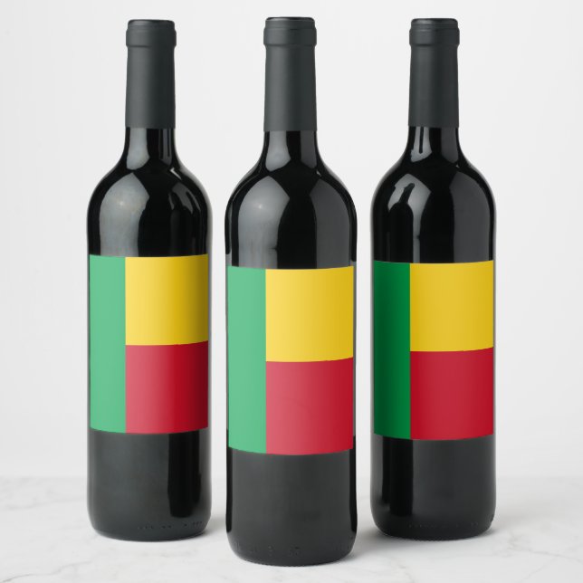 Étiquette Pour Bouteilles De Vin Drapeau du Bénin (Bouteilles)
