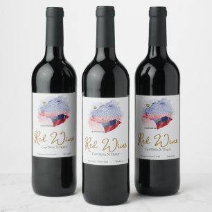 Étiquette Pour Bouteilles De Vin drapeau du Liechtenstein