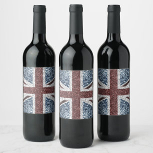 Étiquette Pour Bouteilles De Vin Drapeau du Royaume-Uni Rustic vintage scintille pa