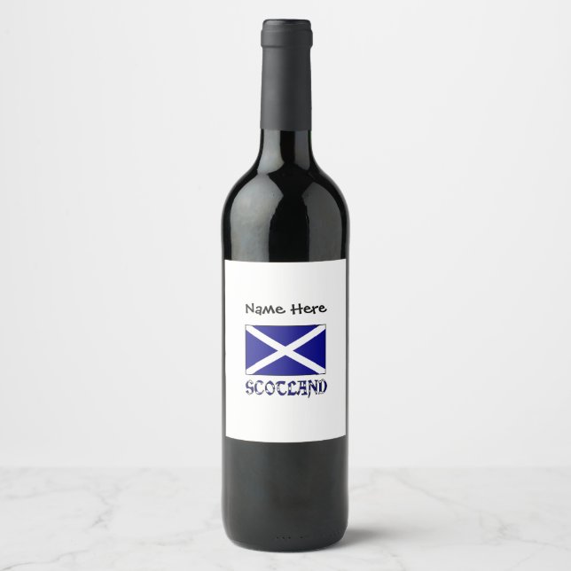 Étiquette Pour Bouteilles De Vin Drapeau écossais et écossais avec votre nom (Devant)