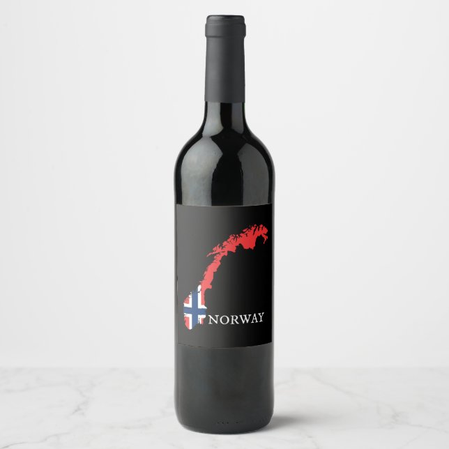 Étiquette Pour Bouteilles De Vin Drapeau Norvège - Norvège (Devant)