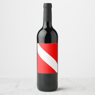 Étiquette Pour Bouteilles De Vin Drapeau Plongée Plongée Plongée Plongée Diver Down