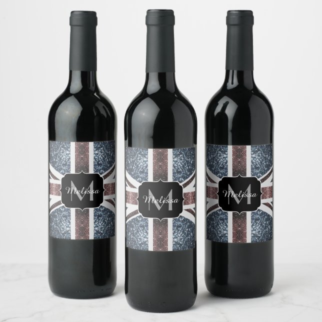 Étiquette Pour Bouteilles De Vin Drapeau Rustique UK rouge bleu étincelants parties (Bouteilles)