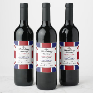 Étiquette Pour Bouteilles De Vin Drapeau Union Jack Mariage britannique