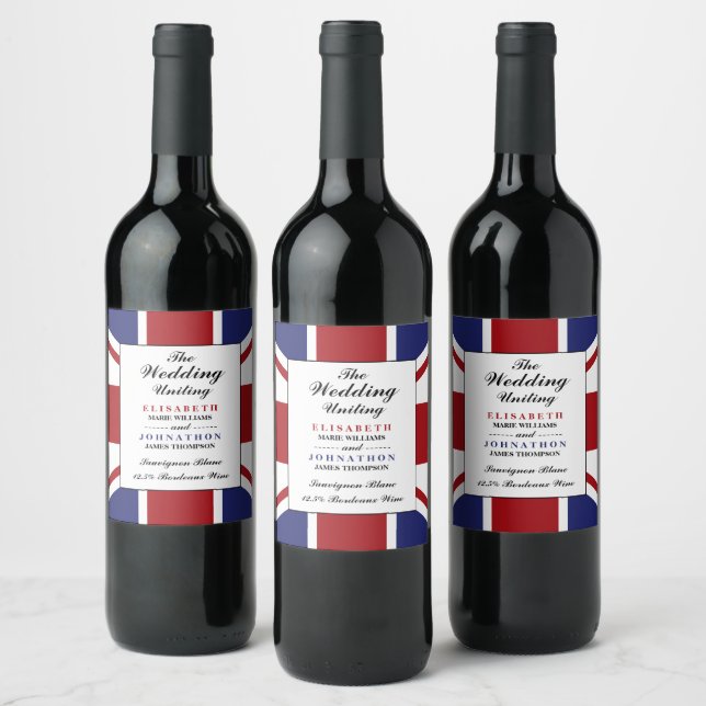 Étiquette Pour Bouteilles De Vin Drapeau Union Jack Mariage britannique (Bouteilles)