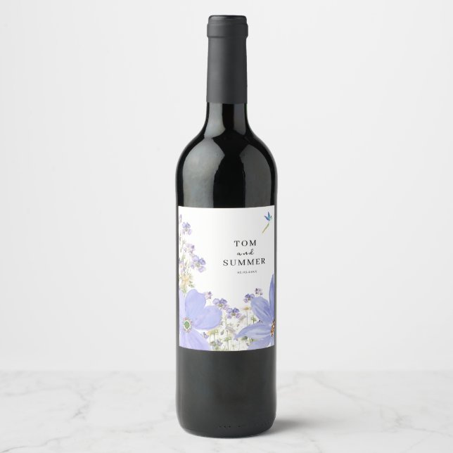 Étiquette Pour Bouteilles De Vin Dreamy Lilac Wedding (Devant)