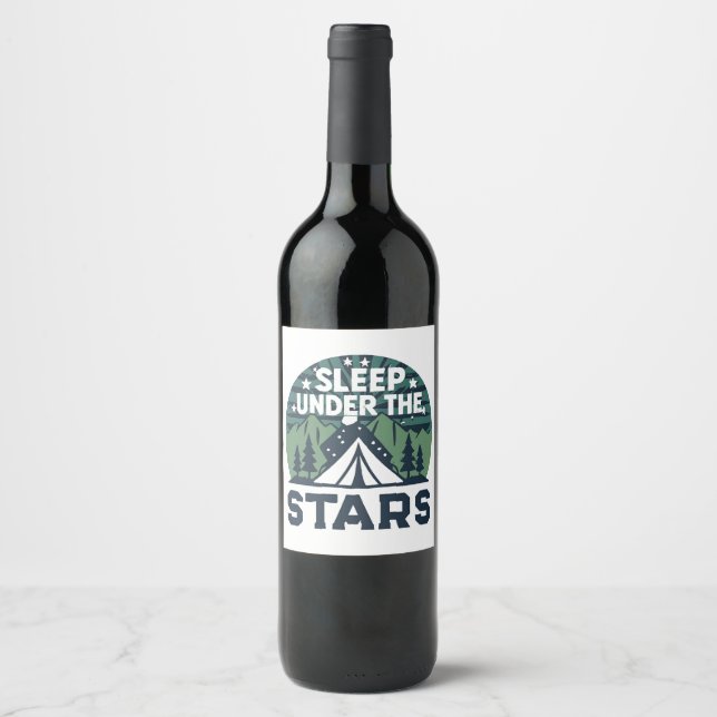 Étiquette Pour Bouteilles De Vin Drôle de dire de camping (Devant)
