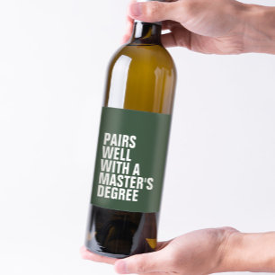 Étiquette Pour Bouteilles De Vin Drôle diplôme Master's diplôme cadeau personnalisé