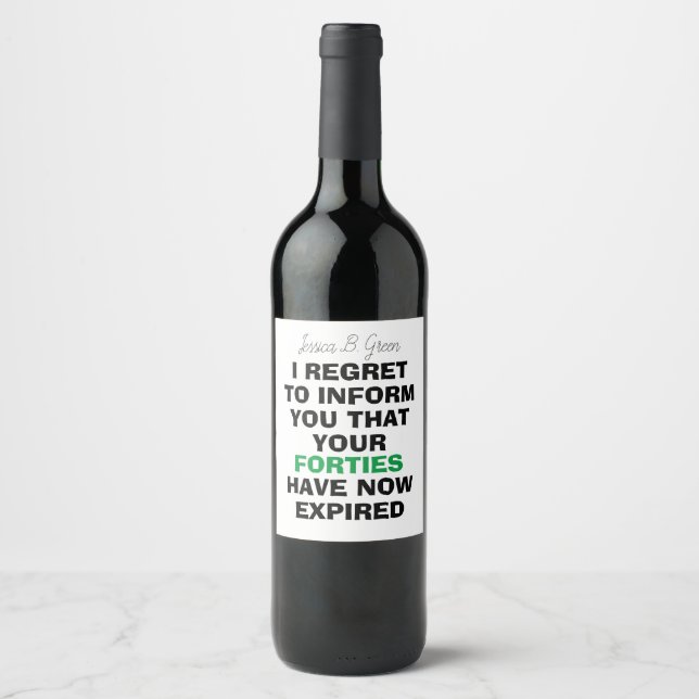 Étiquette Pour Bouteilles De Vin Drôle Jalon cadeau d'anniversaire, 50e (Devant)
