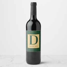 Étiquette Pour Bouteilles De Vin Duncan Tartan Monogramme D