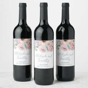 Étiquette Pour Bouteilles De Vin Dusty Rose Florals Mariage