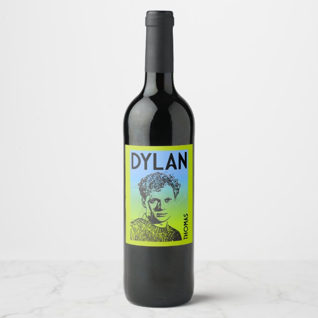 Étiquette Pour Bouteilles De Vin Dylan Thomas Welsh Poet (Devant)