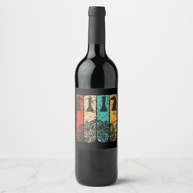 Étiquette Pour Bouteilles De Vin échecs - amateurs d'échecs parfaits (Devant)