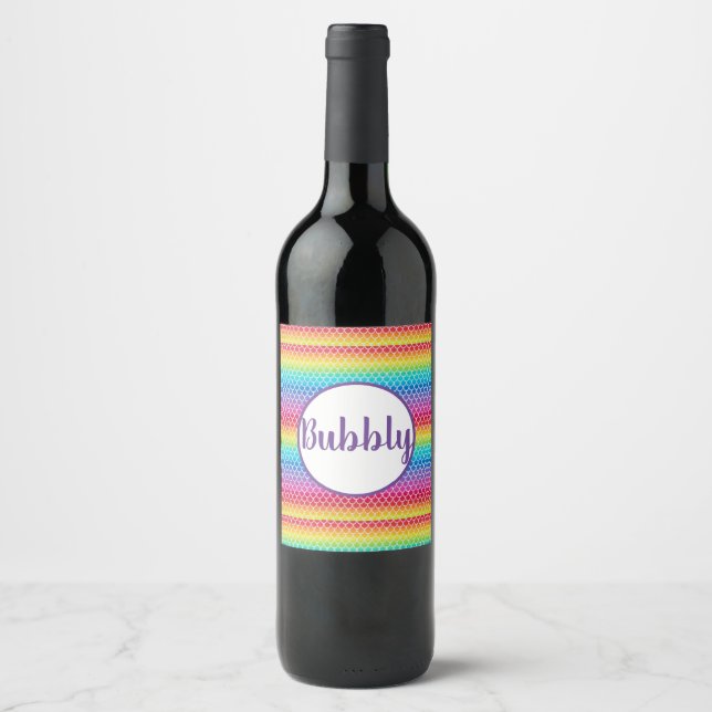 Étiquette Pour Bouteilles De Vin Échelle de sirène arc en ciel (Devant)