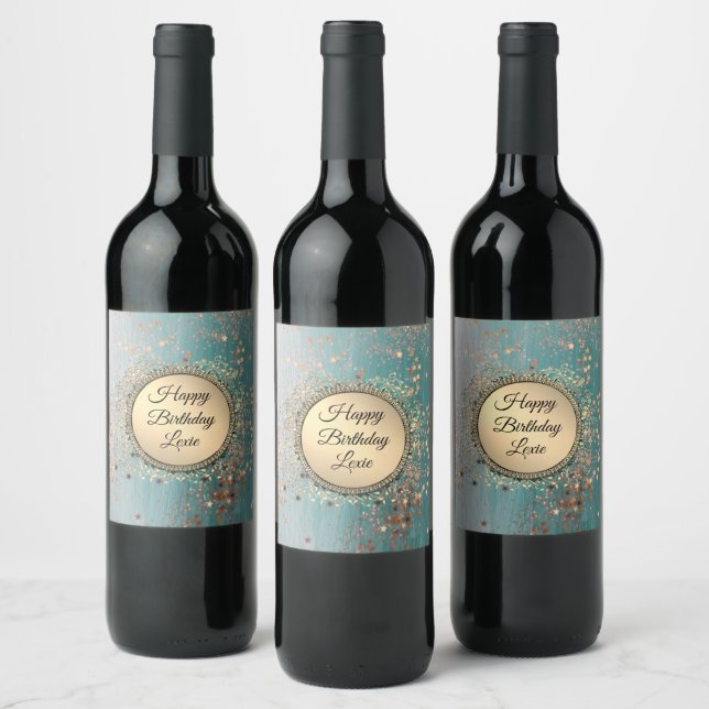 Étiquette Pour Bouteilles De Vin Écran de poussière d'étoile sur Turquoise bleu (Bouteilles)