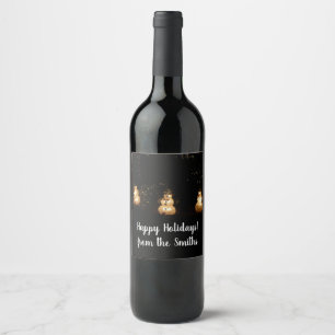 Étiquette Pour Bouteilles De Vin Écran Luminaire Snowman