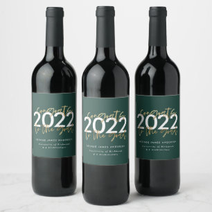 Étiquette Pour Bouteilles De Vin écriture moderne verte et or design