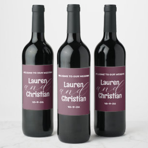 Étiquette Pour Bouteilles De Vin Écriture Plum Carré Mariage