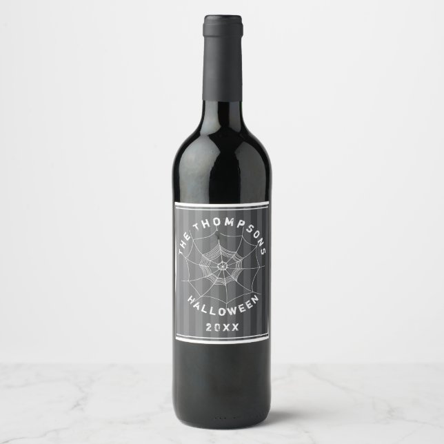 Étiquette Pour Bouteilles De Vin Éffrayant Spider dans Spider Web (Devant)