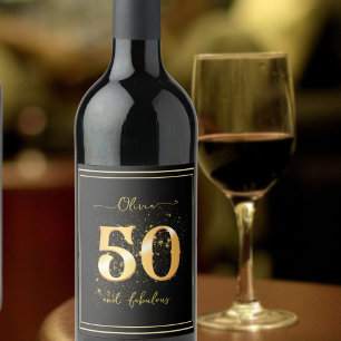 Étiquette Pour Bouteilles De Vin Elégant 50 et Fabulous Gold Black