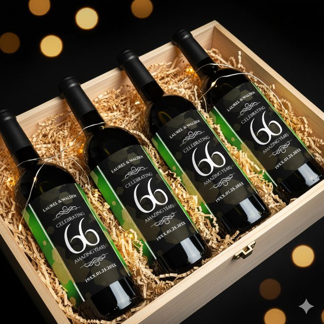 Étiquette Pour Bouteilles De Vin Élégant 66ème anniversaire de Mariage Titanite (66th Titanite Wedding Anniversary Wine/Liquor Drink Labels Cover Photo)