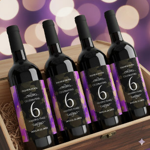 Étiquette Pour Bouteilles De Vin Élégant 6ème anniversaire de Mariage d'Améthyste