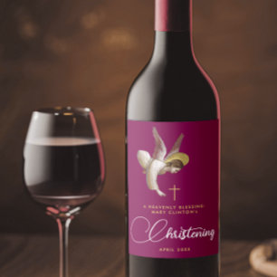 Étiquette Pour Bouteilles De Vin Élégant Ange Bourgogne Béni Religieux Christening
