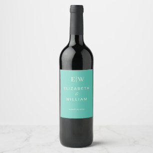 Étiquette Pour Bouteilles De Vin Élégant Awe aquatique simple avec Mariage Monogram