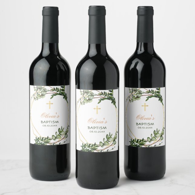 Étiquette Pour Bouteilles De Vin Élégant Baptême botanique doré (Bouteilles)