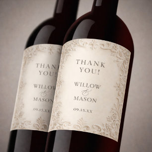 Étiquette Pour Bouteilles De Vin Élégant Baroque Mariage à Rinceaux Classiques