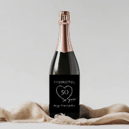Étiquette Pour Bouteilles De Vin Elegant Black 50 Years Anniversary with Wreath