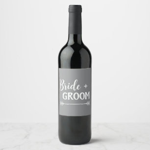 Étiquette Pour Bouteilles De Vin élégant chic BRIDE + GROOM