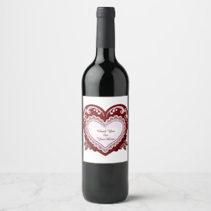 Étiquette Pour Bouteilles De Vin 💗 Élégant Coeur en Dentelle Tag Romantique 💗