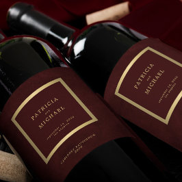 Étiquette Pour Bouteilles De Vin Elegant deep burgundy gold wedding personalized