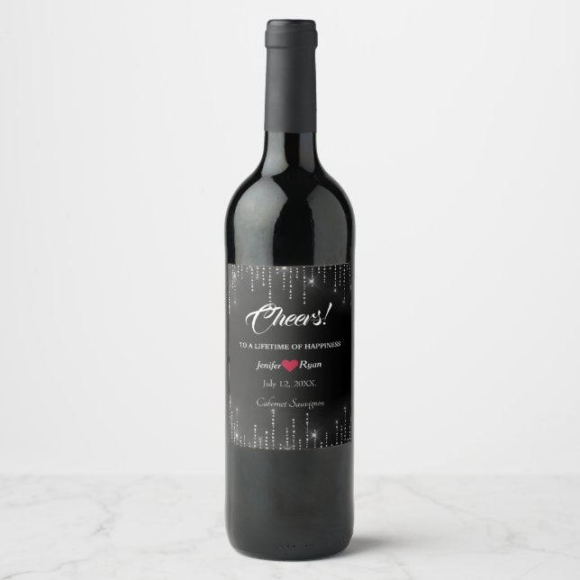 Étiquette Pour Bouteilles De Vin Élégant Étiquette de vin d'anniversaire (Devant)