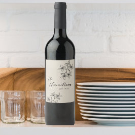 Étiquette Pour Bouteilles De Vin Élégant Floral Custom Année d'établissement