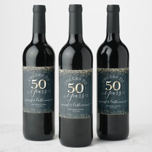 Étiquette Pour Bouteilles De Vin Élégant Gold 50th Birthday Script