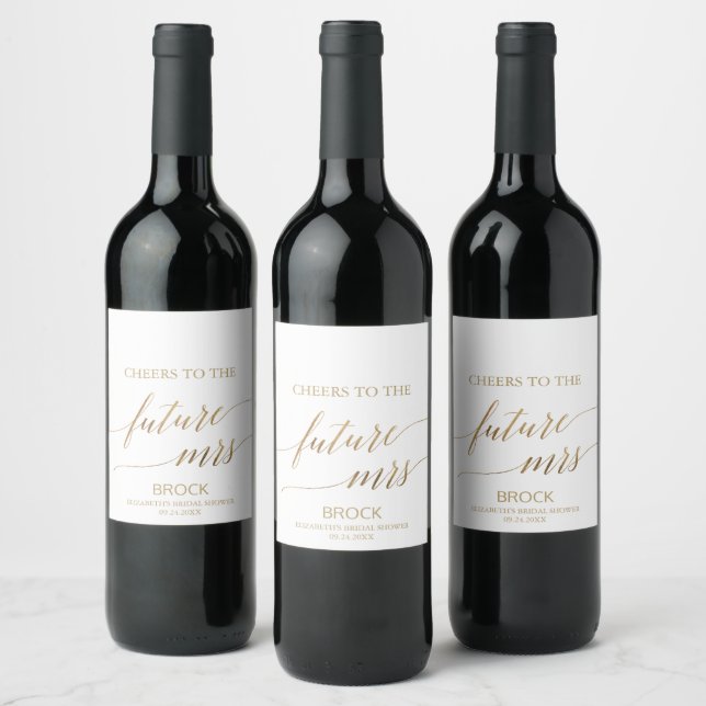 Étiquette Pour Bouteilles De Vin Elégant Gold Calligraphy Future Mme. (Bouteilles)